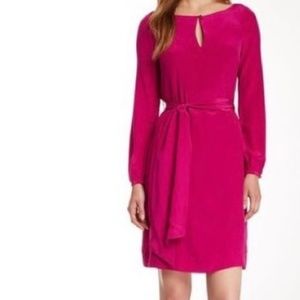Tory Burch- Fuchsia Silk Long Sleeve Dress with Belt-Kathy-Size 2